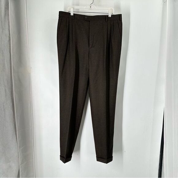 Zanella Alter Size 38  Brown 100% Wool Made in Italy Dress Slacks - Picture 1 of 14